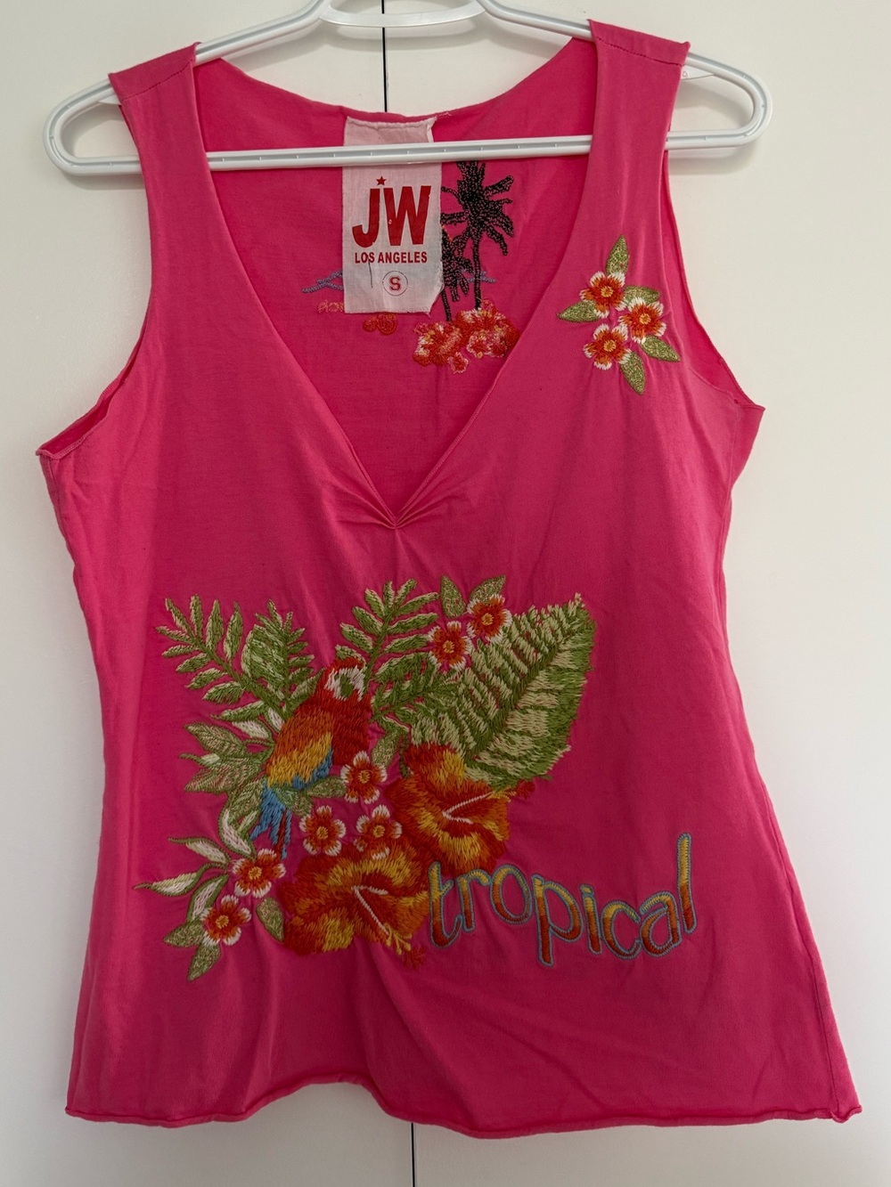 Vintage Embroidered V-Neck Tank: JW Los Angeles